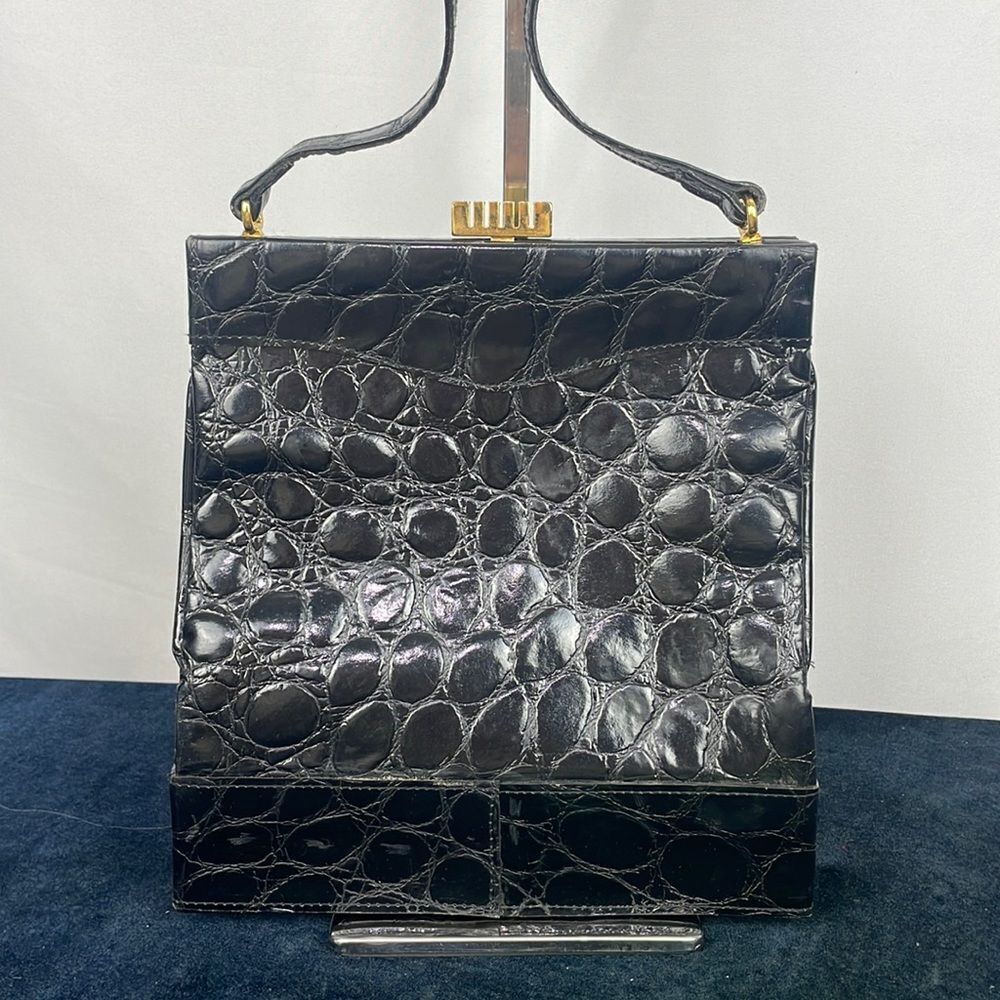 Vintage Carlo Mancini Alligator Leather Black Bag